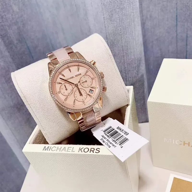 Michael Kors Ritz Chronograph MOP Dial Dress Ladies Watch- MK6769